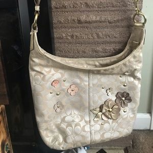 Coach floral appliqué purse/satchel